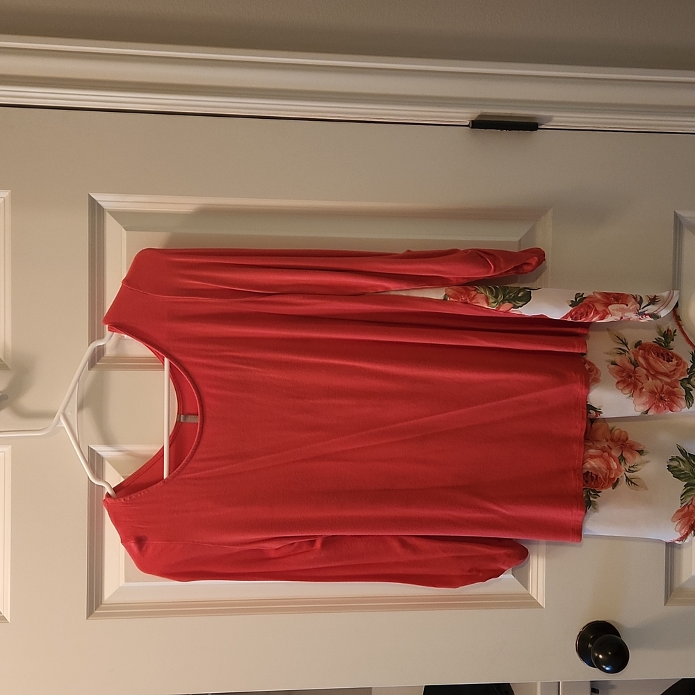 Pink with white floral back tunic